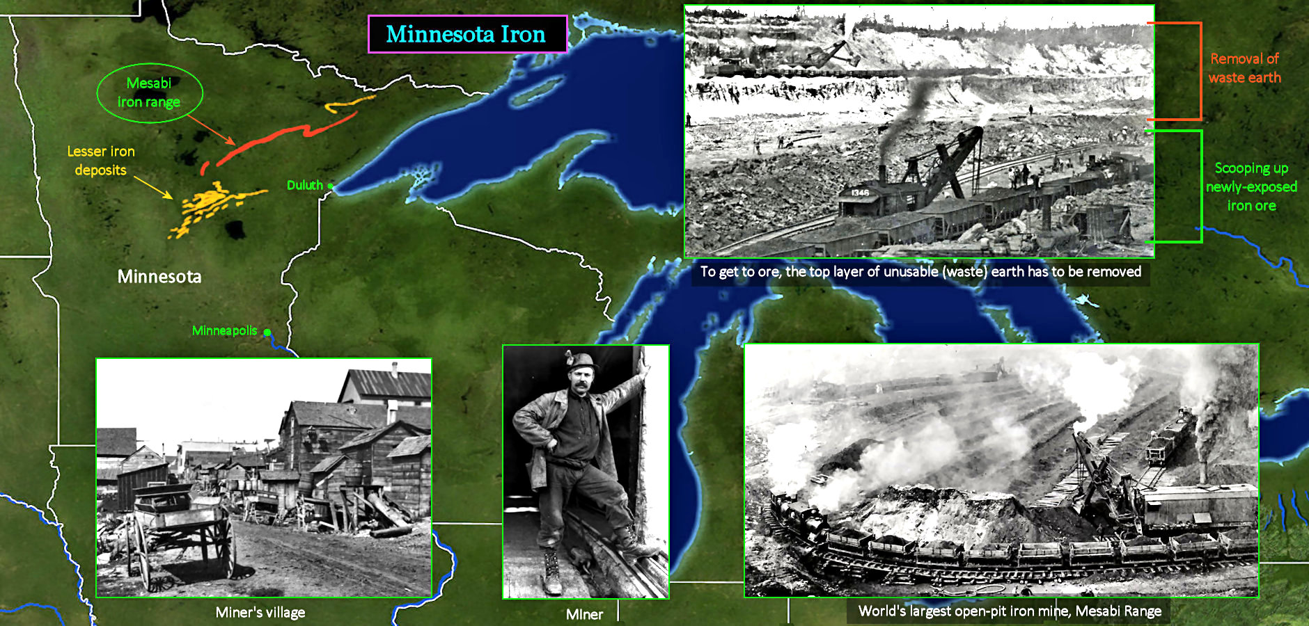 Mesabi iron ore, 1910 map